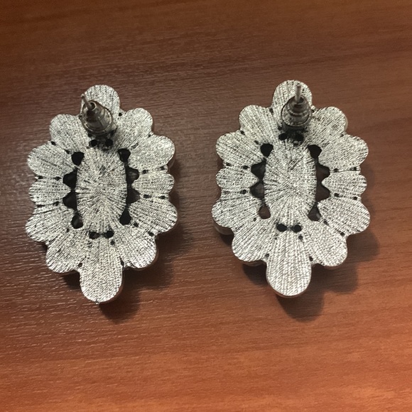 Oval Boho Western Squash Blossom Natural Stone Earrings - Picture 5 of 7